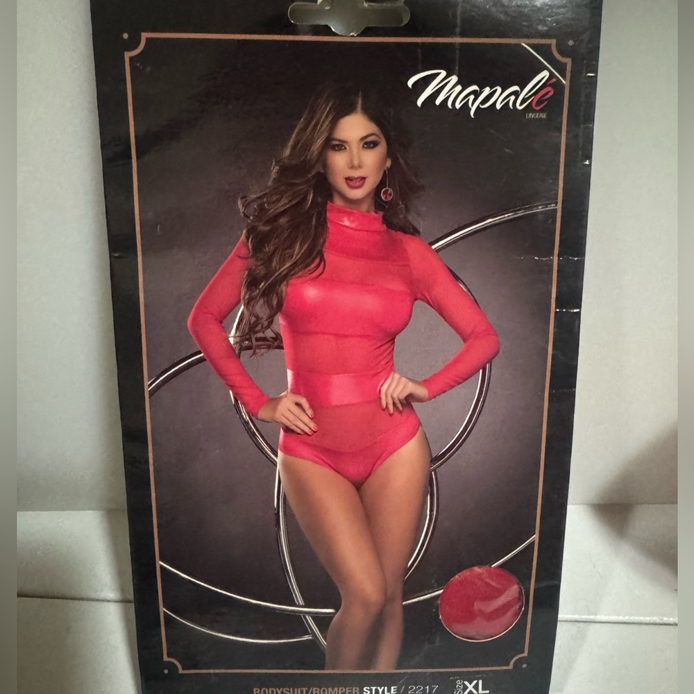 Mapale Vibrant Red Sheer Bodysuit